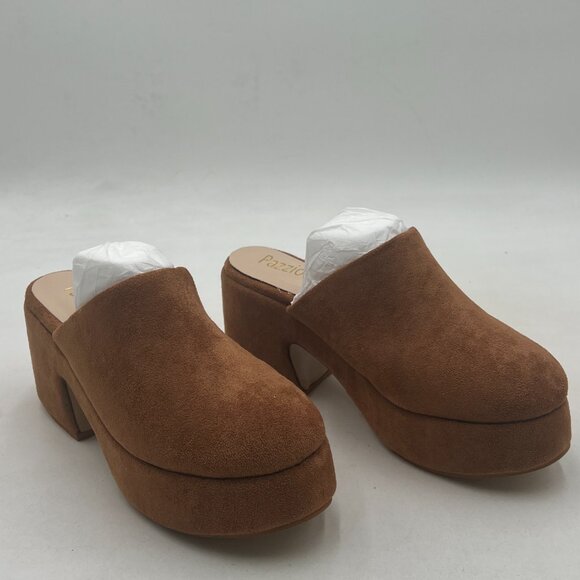 Pazzion Brown Comfy Platform Round Toe Mules Clogs Slip On Chunky High Heel Shoe - Picture 4 of 8